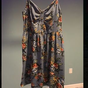 CASUAL BLUE FLORAL PATTERNED SPAGHETTI STRAP DRESS